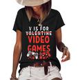 V Is For Video Games Funny Valentines Day Gamer Boy 583 Trending Shirt Women's Short Sleeve Loose T-shirt Black