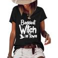 Womens Baddest Witch In Town Funny Halloween Witches Women's Short Sleeve Loose T-shirt Black