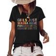 Womens Girls Just Wanna Have Fundamental Rights Feminism Womens Women's Short Sleeve Loose T-shirt Black