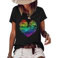 Womens Rainbow Cloudy Heart Lgbt Gay & Lesbian Pride Gift Women's Short Sleeve Loose T-shirt Black