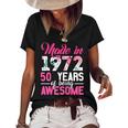 Womens Vintage Birthday Gifts Made In 1972 50 Year Of Being Awesome Women's Short Sleeve Loose T-shirt Black