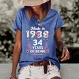 34 Years Old Gifts 34Th Birthday Born In 1988 Women Girls Women's Short Sleeve Loose T-shirt Blue