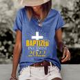 Baptized In Christ 2022 Christian Tee Baptism Faith Women's Short Sleeve Loose T-shirt Blue