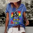 Be You Pride Lgbtq Gay Lgbt Ally Rainbow Flag Woman Face Women's Short Sleeve Loose T-shirt Blue