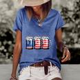 Beer American Flag 4Th Of July Independence Day Women's Short Sleeve Loose T-shirt Blue