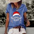Believe Christmas Santa Mustache With Ornaments - Believe Women's Short Sleeve Loose T-shirt Blue