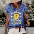 Bonus Mom Of The Birthday Girl Sunflower Family Matching Women's Short Sleeve Loose T-shirt Blue