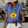 Butterflies Sunflower Smoke Women's Short Sleeve Loose T-shirt Blue