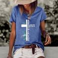 Christian Cross Bible Faith Quote John 316 Women's Short Sleeve Loose T-shirt Blue