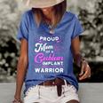Cochlear Implant Support Proud Mom Hearing Loss Awareness Women's Short Sleeve Loose T-shirt Blue