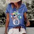 Dabbing Astronaut 9Th Birthday Boy Girl 9 Years 2013 Women's Short Sleeve Loose T-shirt Blue