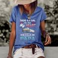 Family 365 There Is A Girl She Stole My She Calls Me Papa Women's Short Sleeve Loose T-shirt Blue
