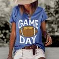 Football Player Vintage Game Day Women's Short Sleeve Loose T-shirt Blue