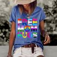 Free Mom Hugs Rainbow Lgbtq Lgbt Pride Month Women's Short Sleeve Loose T-shirt Blue