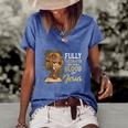 Fully Vaccinated By The Blood Of Jesus Cross Faith Christian Women's Short Sleeve Loose T-shirt Blue