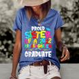 Funny Proud Sister Of A Class Of 2022 Kindergarten Graduate Women's Short Sleeve Loose T-shirt Blue