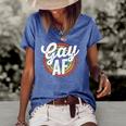 Gay Af Lgbt Pride Rainbow Flag March Rally Protest Equality Women's Short Sleeve Loose T-shirt Blue