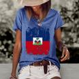 Haiti Flag Vintage Men Women Kids Haiti Women's Short Sleeve Loose T-shirt Blue