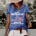 Happy 4Th Of July Step Mom Thanks For Putting Up With My Dad Women's Short Sleeve Loose T-shirt Blue
