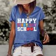 Happy First Day Of School Back To School Teachers Kids Women's Short Sleeve Loose T-shirt Blue