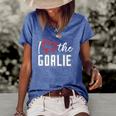 Heart The Goalie Lacrosse Mom Lax For Women Boys Girls Team Women's Short Sleeve Loose T-shirt Blue