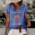 Jesus Is My Savior Riding Is My Therapy Us Flag Women's Short Sleeve Loose T-shirt Blue