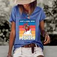 Just A Girl That Loves Peckers Funny Chicken Woman Tee Women's Short Sleeve Loose T-shirt Blue