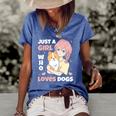 Just A Girl Who Loves Dogs Cute Corgi Lover Outfit & Apparel Women's Short Sleeve Loose T-shirt Blue