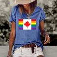 Lgbt Gay Pride Rainbow Canadian Flag Women's Short Sleeve Loose T-shirt Blue