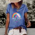 Lgbtq Free Mom Hugs Gay Pride Lgbt Ally Rainbow Mothers Day Women's Short Sleeve Loose T-shirt Blue