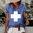 Lightly Weathered Peace Christ White Cross Paint On Various Women's Short Sleeve Loose T-shirt Blue