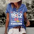 Made 1962 Floral 60 Years Old Family 60Th Birthday 60 Years Women's Short Sleeve Loose T-shirt Blue