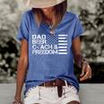 Mens Dad Beer Coach & Freedom Football Us Flag 4Th Of July Women's Short Sleeve Loose T-shirt Blue