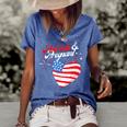 Patriotic And Pregnant 4Th Of July Pregnancy Announcement Women's Short Sleeve Loose T-shirt Blue
