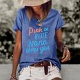 Pink Or Blue Nana Loves You Gender Baby Reveal Party Grandma Women's Short Sleeve Loose T-shirt Blue