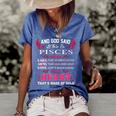 Pisces Girl And God Said Let There Be Pisces Girl Women's Short Sleeve Loose T-shirt Blue