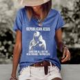 Republican Jesus Guns For All But No Healthcare I’M Pro-Life Women's Short Sleeve Loose T-shirt Blue