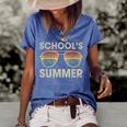 Retro Last Day Of School Schools Out For Summer Teacher Gift Women's Short Sleeve Loose T-shirt Blue