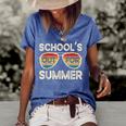 Retro Last Day Of School Schools Out For Summer Teacher Women's Short Sleeve Loose T-shirt Blue