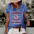 Two Defining Forces Jesus Christ & The American Veteran Women's Short Sleeve Loose T-shirt Blue