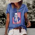 Uncle Sam Skeleton 4Th Of July For Boys And Girls Women's Short Sleeve Loose T-shirt Blue