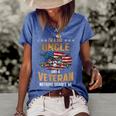 Womens Im A Dad Uncle And A Veteran Fathers Day Fun 4Th Of July Women's Short Sleeve Loose T-shirt Blue