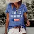 Womens Im His Sparkler His And Her 4Th Of July Matching Couples Women's Short Sleeve Loose T-shirt Blue