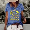 Womens Its My 62Nd Birthday 62 Years Old Girl Sunflower Butterfly Women's Short Sleeve Loose T-shirt Blue