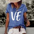 Womens Lo Ve Love Matching Couple Husband Wife Valentines Day Gift Women's Short Sleeve Loose T-shirt Blue