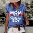 Womens Mom Of The Birthday Boy Birthday Boy Women's Short Sleeve Loose T-shirt Blue