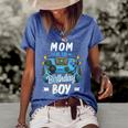 Womens Mom Of The Birthday Boy Matching Family Video Gamer Party Women's Short Sleeve Loose T-shirt Blue