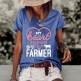 Womens My Heart Belongs To A Farmer Romantic Farm Wife Girlfriend Women's Short Sleeve Loose T-shirt Blue