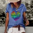 Womens Rainbow Cloudy Heart Lgbt Gay & Lesbian Pride Gift Women's Short Sleeve Loose T-shirt Blue