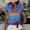 Worlds Okayest Bowler Funny Bowling Lover Vintage Retro Women's Short Sleeve Loose T-shirt Blue